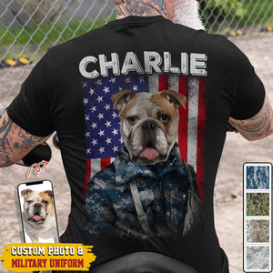 GeckoCustom Custom Dog Cat Photo America Flag Uniform Soldier Back Shirt N369 889880