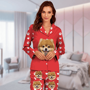 GeckoCustom Custom Dog Cat Photo And Name Christmas Pajamas TH10 891515