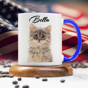 GeckoCustom Custom Dog Cat Photo Our Human Servant Accent Mug HA75 891815