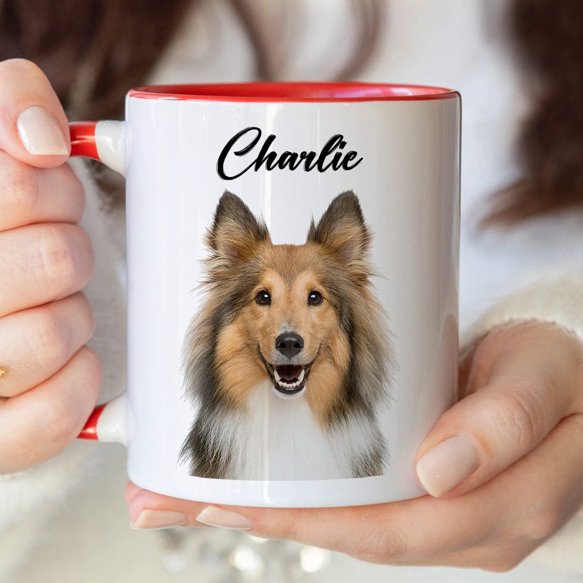 GeckoCustom Custom Dog Cat Photo Our Human Servant Accent Mug HA75 891815