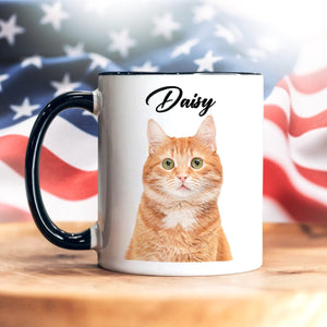 GeckoCustom Custom Dog Cat Photo Our Human Servant Accent Mug HA75 891815