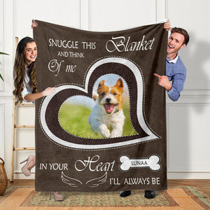 GeckoCustom Custom Dog Cat Photo Snuggle This Blanket And Think Of Me Memorial Blanket HO82 893134