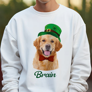 GeckoCustom Custom Dog Cat Photo ST Patrick's Day Bright Shirt Dog Lovers Gift Cat Lovers Gift CH07 895178 Sweatshirt (Favorite) / Ash Color / S