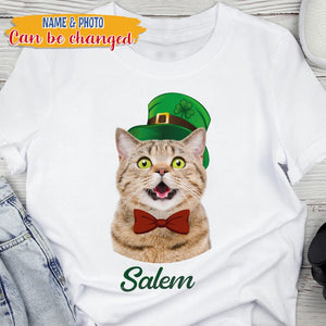 GeckoCustom Custom Dog Cat Photo ST Patrick's Day Bright Shirt Dog Lovers Gift Cat Lovers Gift CH07 895178