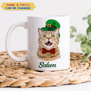 GeckoCustom Custom Dog Cat Photo ST Patrick's Day White Mug Dog Lovers Gift Cat Lovers Gift CH07 895180