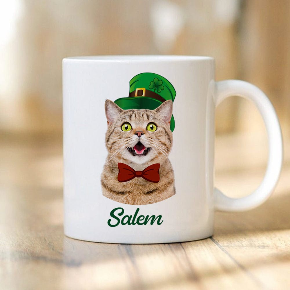 GeckoCustom Custom Dog Cat Photo ST Patrick's Day White Mug Dog Lovers Gift Cat Lovers Gift CH07 895180