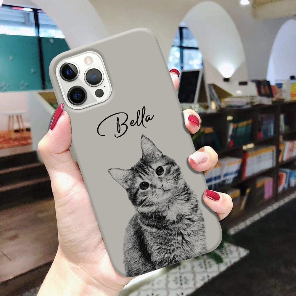 GeckoCustom Custom Dog Cat Photo With Pencil Drawing Effect Vintage Style Phone Case For Dog Cat Lovers Gift HO82 893436 Iphone / 7