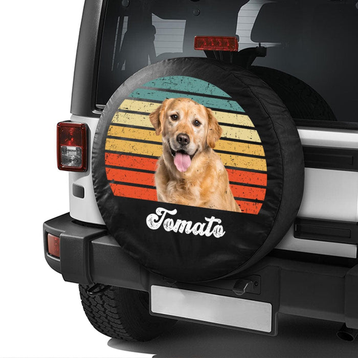 GeckoCustom Custom Dog Cat Photo With Vintage Retro Style Tire Cover T368 889794 No camera hole / 24 - 26 inches