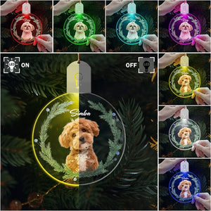 GeckoCustom Custom Dog Christmas Photo For Dog Lovers Circle Led Acrylic Ornament HO82 893260 3 inches