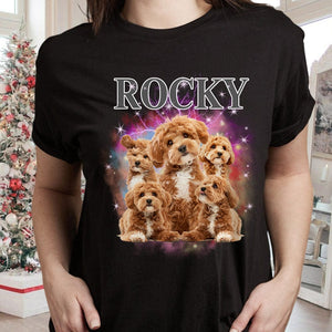 GeckoCustom Custom Dog Photo and Name Retro Black Shirt For Dog Lovers LM32 891965