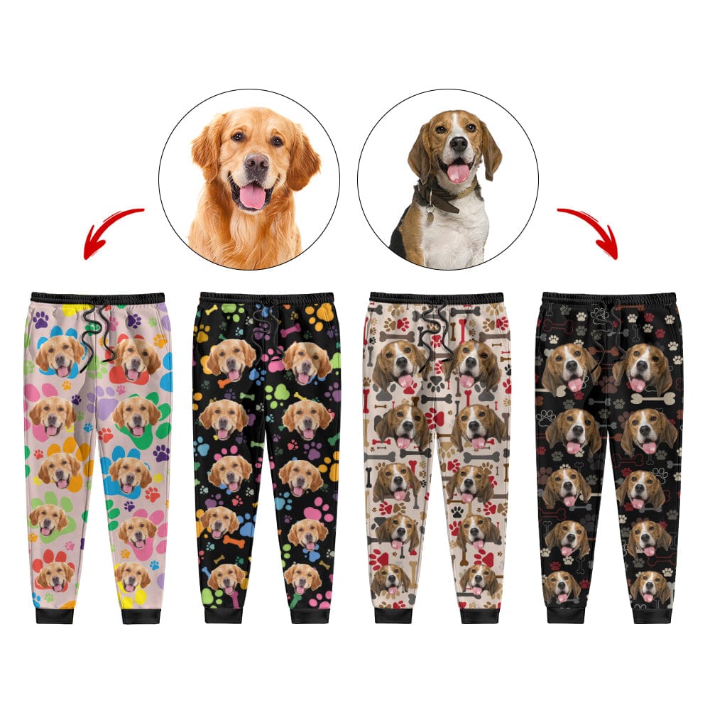 GeckoCustom Custom Dog Photo Bones And Paws Sweatpants TA29 890085