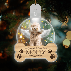 GeckoCustom Custom Dog Photo Christmas Gift Memorial Circle Led Acrylic Ornament HO82 893254 3 inches