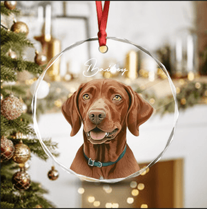 GeckoCustom Custom Dog Photo Christmas Glass Circle Ornament HO82 893036