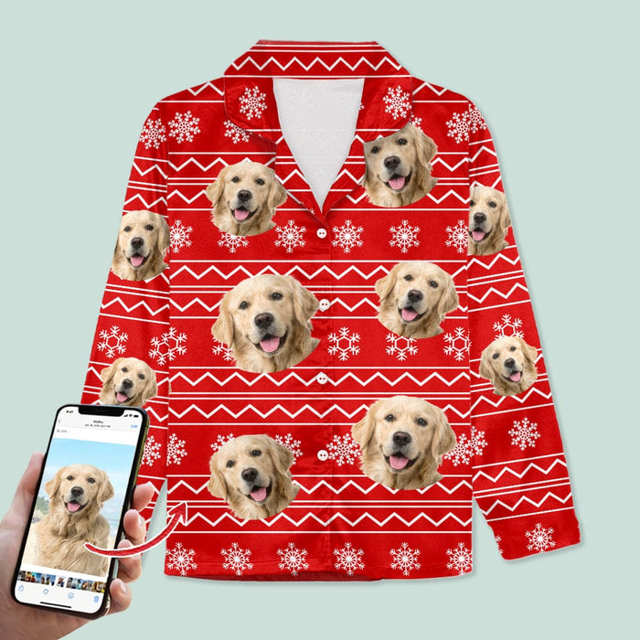 GeckoCustom Custom Dog Photo Christmas Pajamas TA29 888664 For Kid / Only Shirt / 3XS