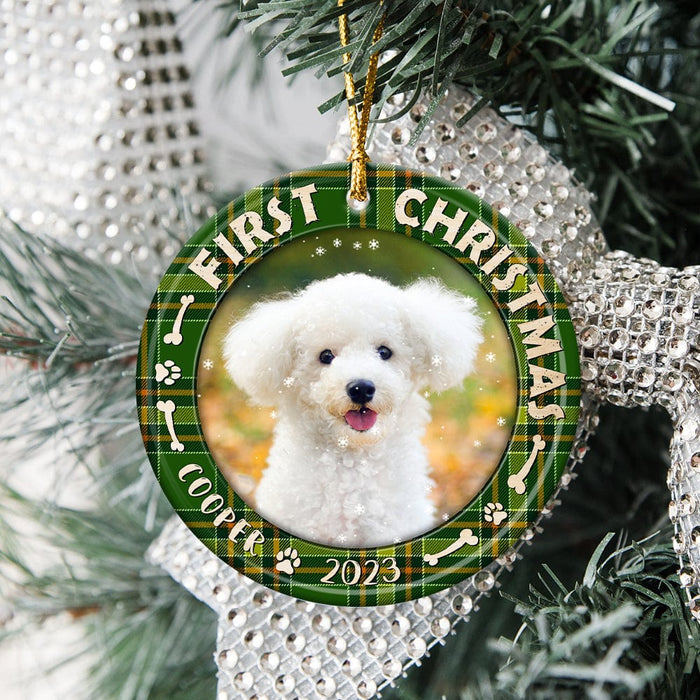 GeckoCustom Custom Dog Photo First Christmas Ceramic Ornament N304 889720