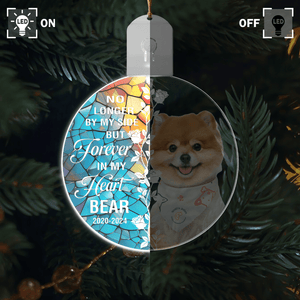 GeckoCustom Custom Dog Photo Forever In My Heart Circle Led Acrylic Ornament HO82 893264 3 inches