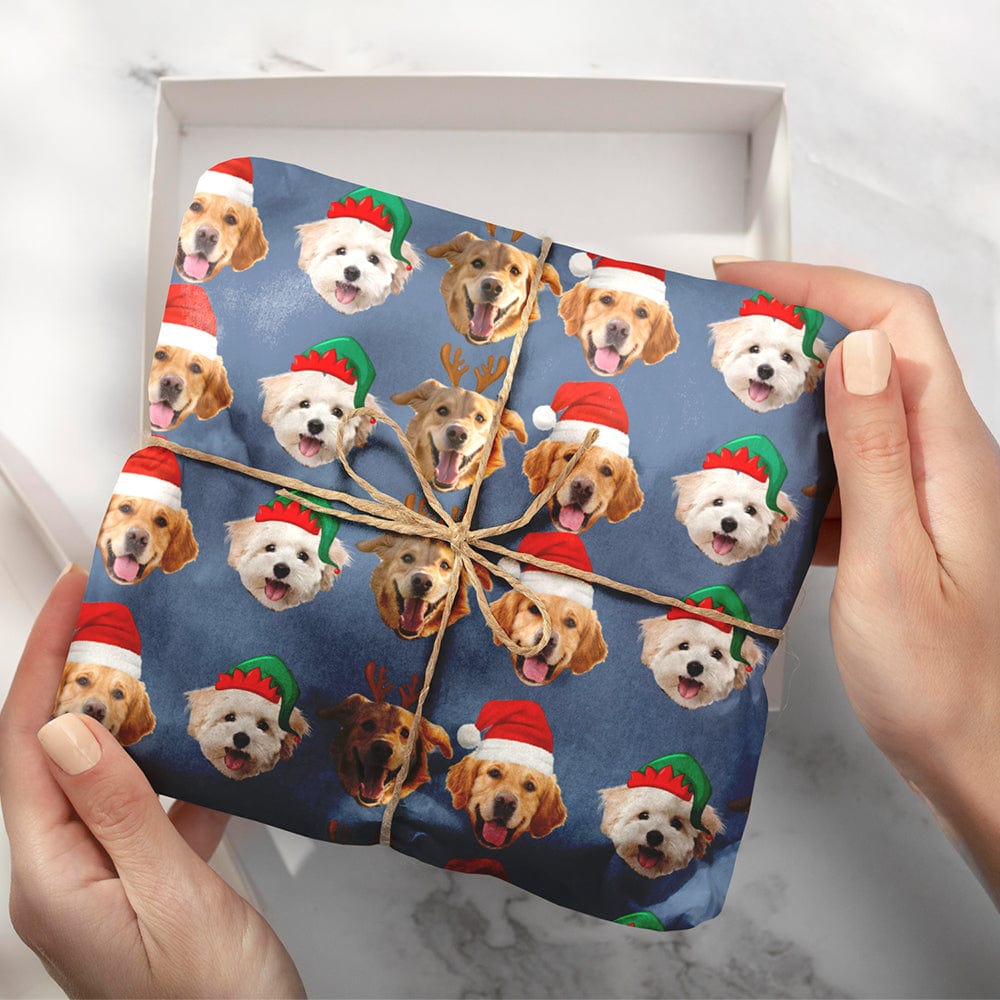 GeckoCustom Custom Dog Photo Gift Christmas Wrapping Paper For Dog Lovers LM32 891959