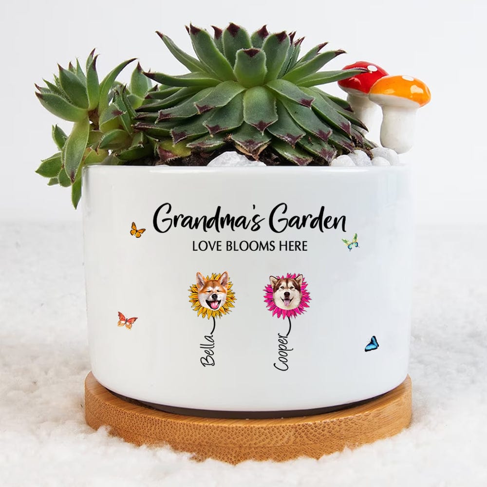 custom planting pots Custom Dog Photo Grandpa's Garden Family Plant Pot T368 889342