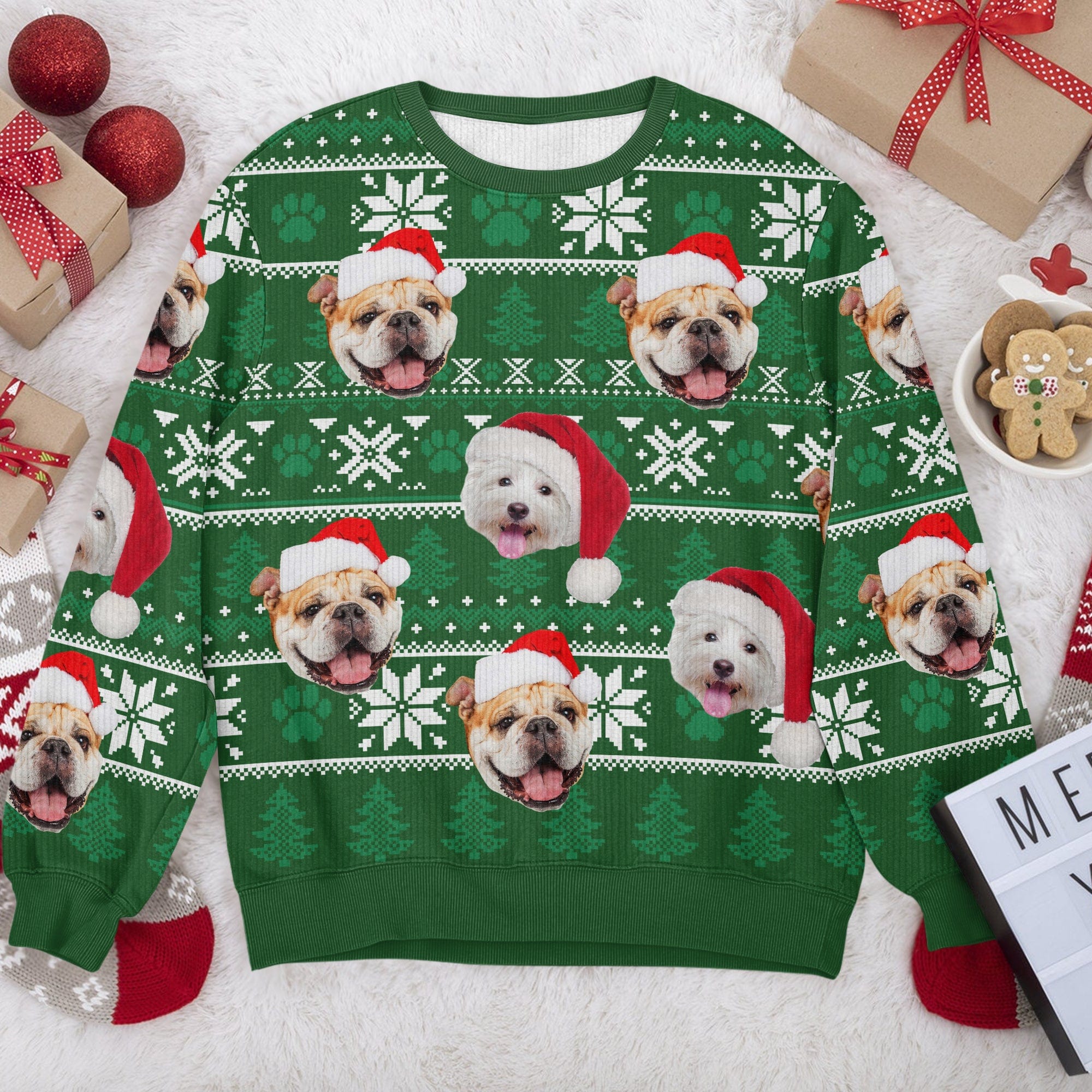 GeckoCustom Custom Dog Photo May Your Christmas Be Furry And Bright Ugly Sweater HO82 891813