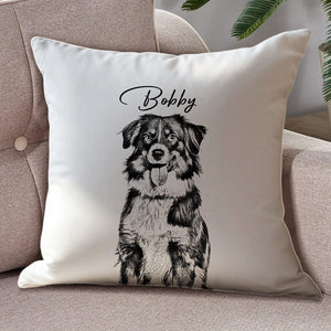 GeckoCustom Custom Dog Photo Pencil Drawing With Name For Dog Lovers Pillow LM32 893029