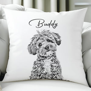 GeckoCustom Custom Dog Photo Pencil Drawing With Name For Dog Lovers Pillow LM32 893029