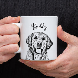 GeckoCustom Custom Dog Photo Portrait Pencil Drawing Mug - Gift for Dog Lovers LM32 891917