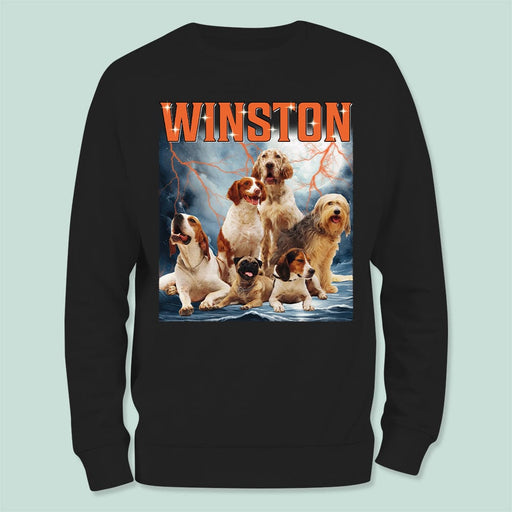 GeckoCustom Custom Dog Photo Retro Style Sweatshirt K228 889703 Sweatshirt (Favorite) / S Black / S