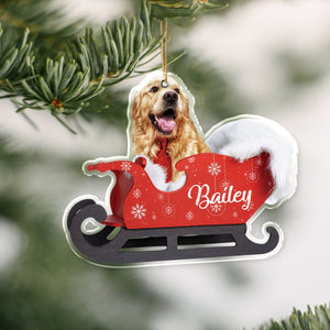 GeckoCustom Custom Dog Photo Santa Acrylic Ornament HO82 891104