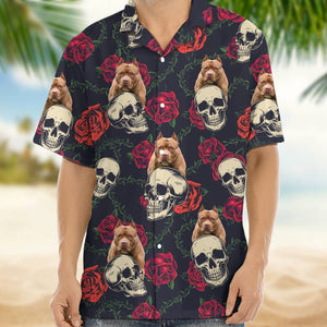 GeckoCustom Custom Dog Photo Skull Face Tropical Leaf Hawaii Shirt N304 889568
