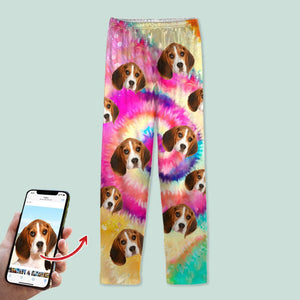 GeckoCustom Custom Dog Photo Tie Dye Background Pajamas NA29 888808 For Kid / Only Pants / 3XS