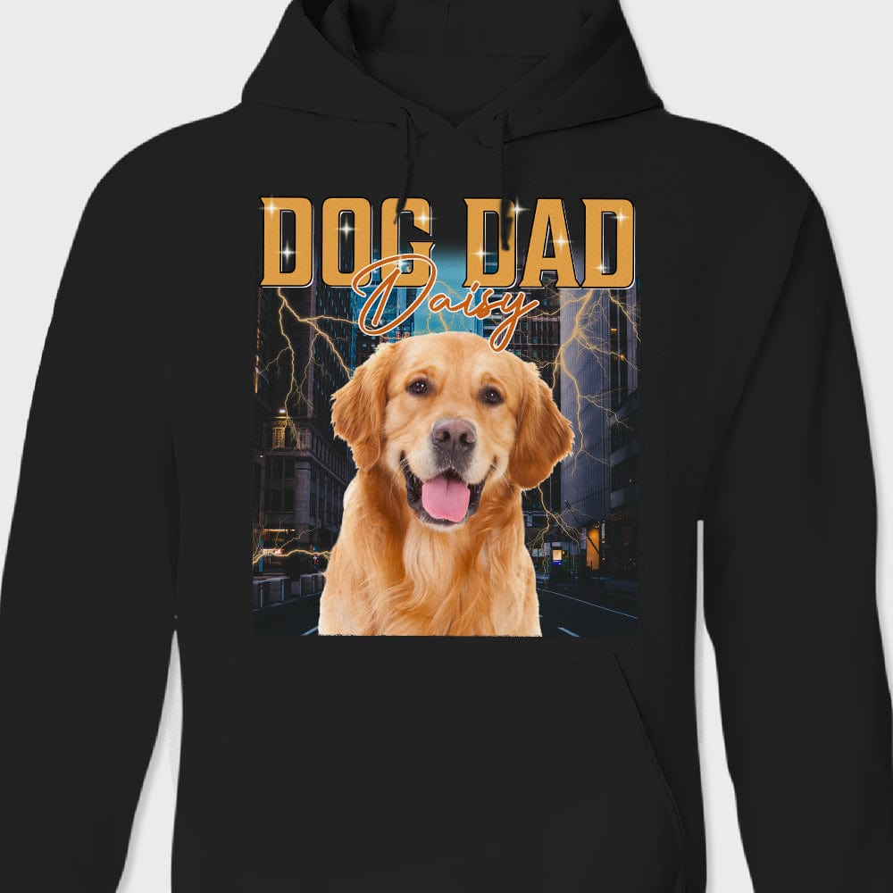 GeckoCustom Custom Dog Photo Vintage Portrait Shirt TA29 889681 Pullover Hoodie / Black Colour / S