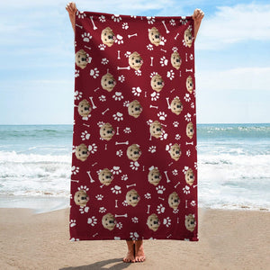 GeckoCustom Custom Dog Photo With Icon Decoration Beach Towel TA29 888914 30"x60"