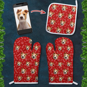 GeckoCustom Custom Dog Photo With Paw Pattern Oven Mitt K228 889863