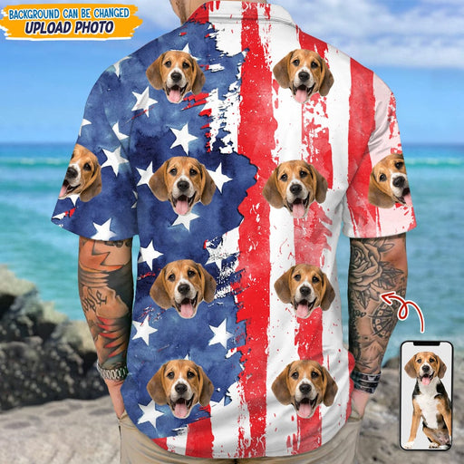 GeckoCustom Custom Dog Photo With Us Flag Hawaii Shirt N304 889228
