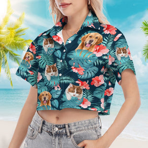 GeckoCustom Custom Dog Photo Women's Cropped Shirt K228 890449