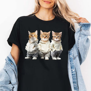 GeckoCustom Custom Face Cute Cat Dark Shirt Gift For Cat Lovers HA75 891814 Women Tee / Black Color / S