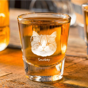 GeckoCustom Custom Face Dog Cat Engraved Shot Glass Gift For Dog Lovers Cat Lovers HA75 895108 1.5oz