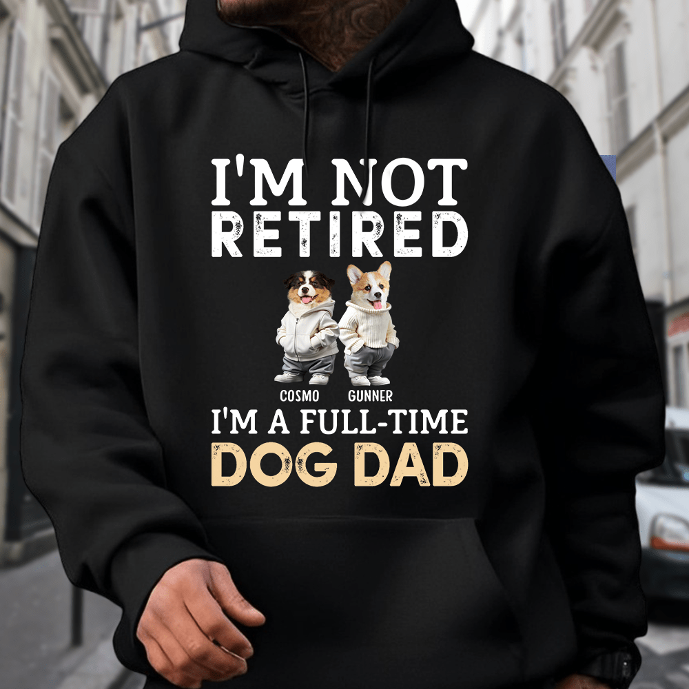 GeckoCustom Custom Face Photo A Full-time Dog Dad Dog Mom Dark Sweatshirt For Dog Lovers HO82 893476 Pullover Hoodie / Black Colour / S