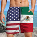 GeckoCustom Custom Face Photo American Mexican Flag Men's Beach Short K228 889196