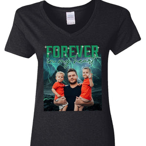 GeckoCustom Custom Face Photo And Family Moments Dark Shirt TA29 889685 Women V-neck / V Black / S