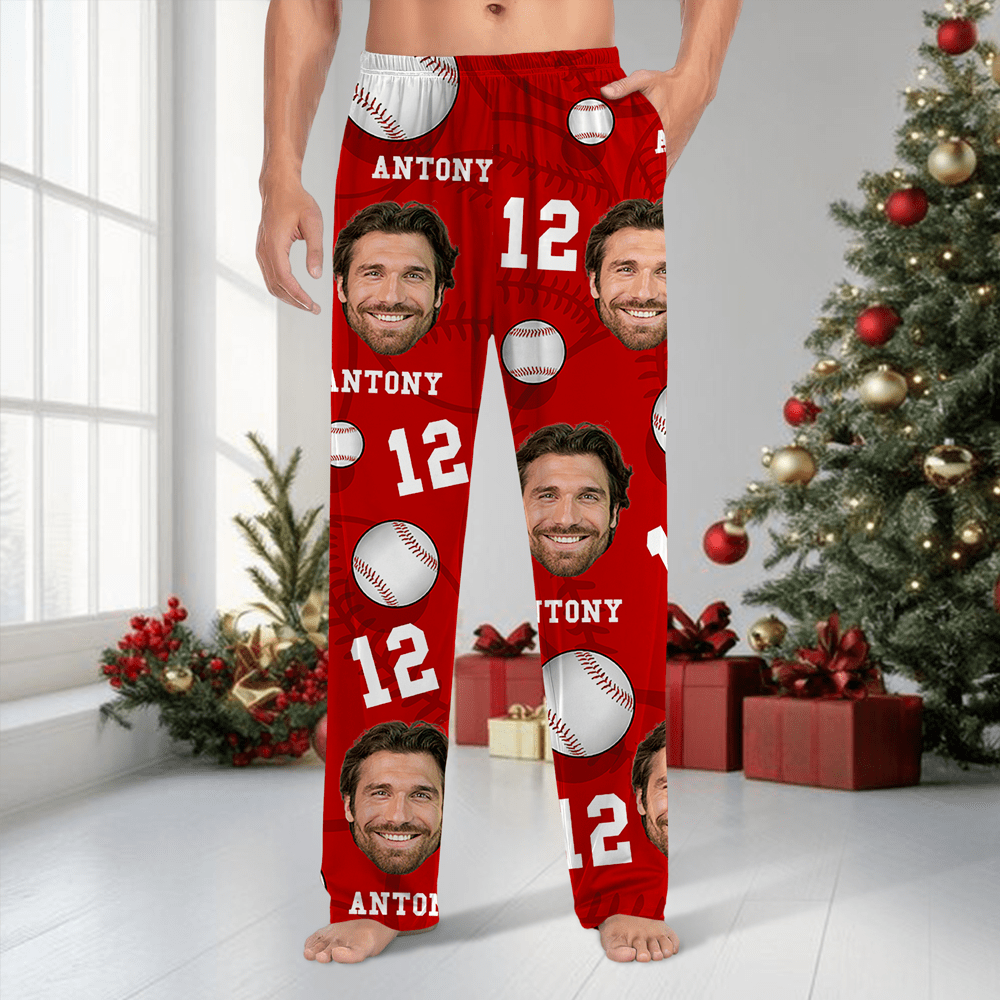 GeckoCustom Custom Face Photo And Name Baseball Pants Christmas Gift TA29 HA75 888779