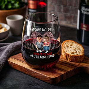 GeckoCustom Custom Face Photo Annoying For Year Still Going Strong Couple Stemless Wine Glass For Valentine's Day HO82 893454 14.5 oz