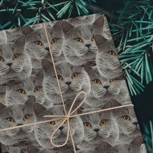 GeckoCustom Custom Face Photo Cat Wrapping Paper HO82 893328