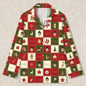 GeckoCustom Custom Face Photo Christmas Icon Pajamas DA199 890115 For Kid / Only Shirt / 3XS