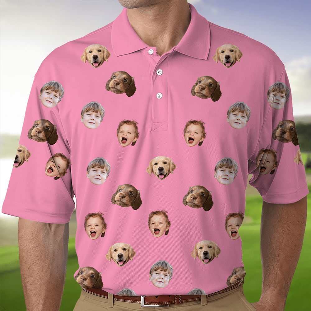 GeckoCustom Custom Face Photo Dog Cat Family Polo Shirt DM01 891117