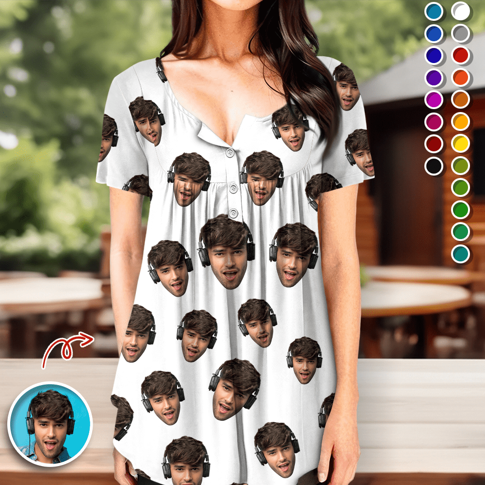 GeckoCustom Custom Face Photo Family Funny V Neck Blouse Shirt HA75 890800