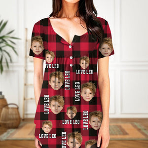 GeckoCustom Custom Face Photo Flannel Design Christmas Gift V Neck Blouse Shirt TH10 892029