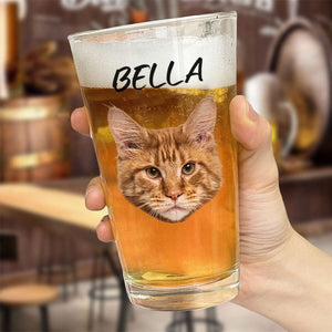 GeckoCustom Custom Face Photo For Cat Lover Print Beer Glass N304 890921 16oz