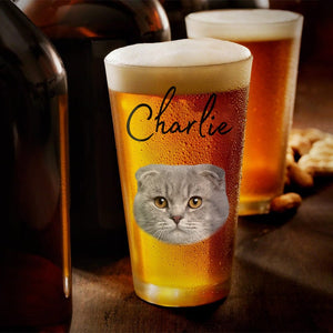 GeckoCustom Custom Face Photo For Cat Lover Print Beer Glass N304 890921 16oz