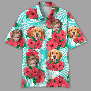 GeckoCustom Custom Face Photo Hawaiian Dog Family Polo Shirt DM01 891101